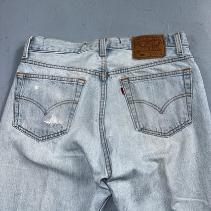 Levis 501 Vintage 90s USA XX Straight Leg Jeans Blue Light Wash 33x34 Act 31x32
