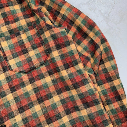 VTG 1950s 1960s Board Shirt Wool Nylon Plaid Flannel Shirt Rockabilly Checker