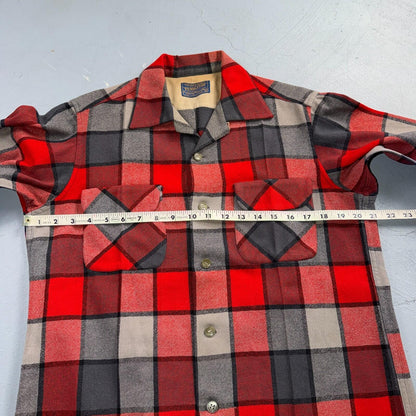 Pendleton VTG 1950s Loop Collar Board Shirt Wool Plaid Flannel Shirt Checker