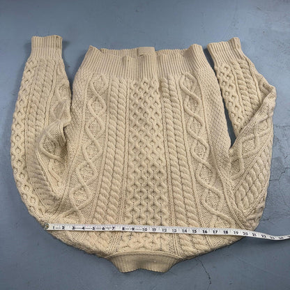 Bemidji VTG Woolen Mills Cream Cable Knit Cardigan Sweater Fisherman Boho 1970s