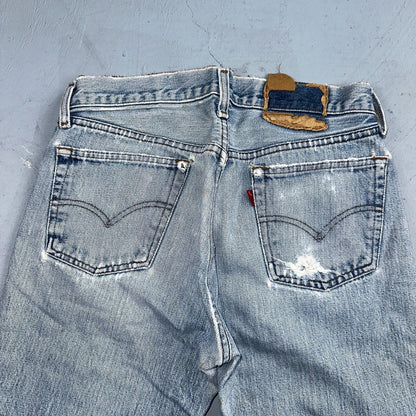 Levis 501 Vintage 80s Redline Selvedge USA XX Jeans Light Wash Thrashed Ac 28x26