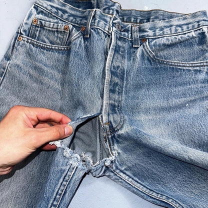 Levis 501 Vintage 90s USA XX Straight Leg Jeans 33x36 Light Wash Act 30x32