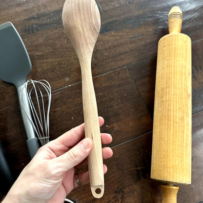 Kitchen Utensils Spatula Rolling Pin Wooden Spoon Mixing Spreading Glaze Lot Set