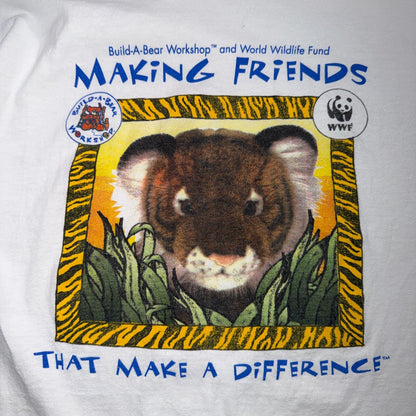Vintage Build A Bear WWF World Wildlife Fund T Shirt Tiger Animal Graphic Y2K