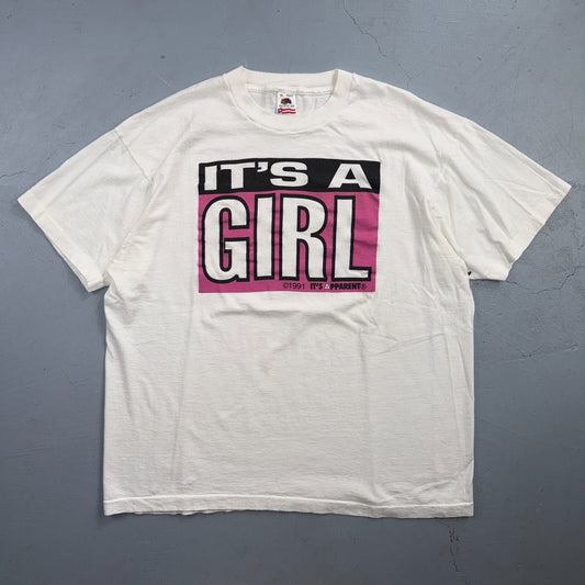 Its a Girl VTG T Shirt A Parent 1991 Baby Gender Reveal Cute Graphic Tee 90s