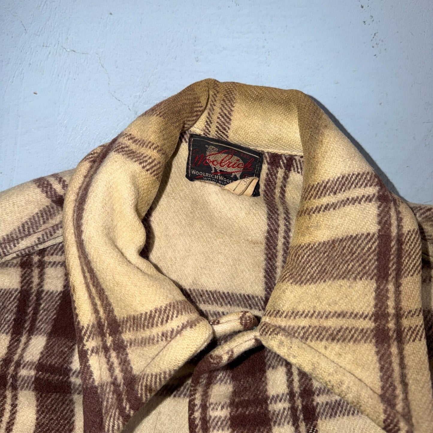 VTG 40s 50s Woolrich Jacket Size 38 Brown Ivory Mackinaw Hunter Plaid Wool RARE