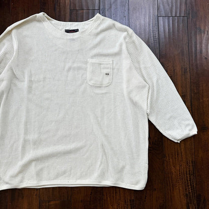 Avenue Blues Jeans Denim Henley Waffle Knit Thermal Shirt 26/28 1980s 80s 90s