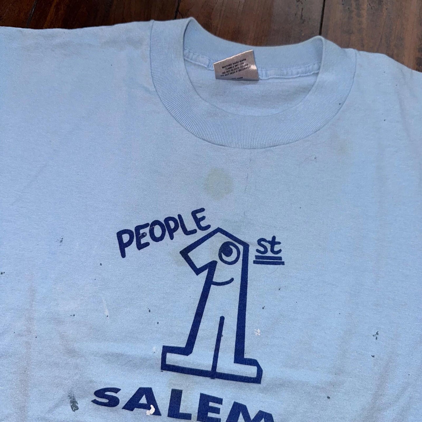 Oneita Number 1 Salem Oregon Vintage T Shirt 80s USA XL Thrashed Stained Paint