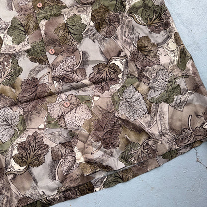 VTG 90s Towncraft Leaf Print Camp Shirt Brown Green Abstract Men's M Button Up