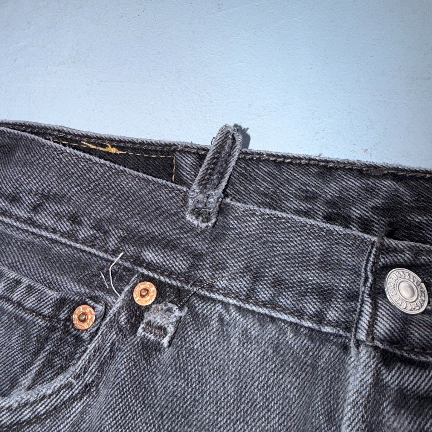 Levis 501 Vintage 90s USA XX Straight Leg Jeans Black Light Wash 34x34 Act 31x27