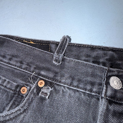 Levis 501 Vintage 90s USA XX Straight Leg Jeans Black Light Wash 34x34 Act 31x27