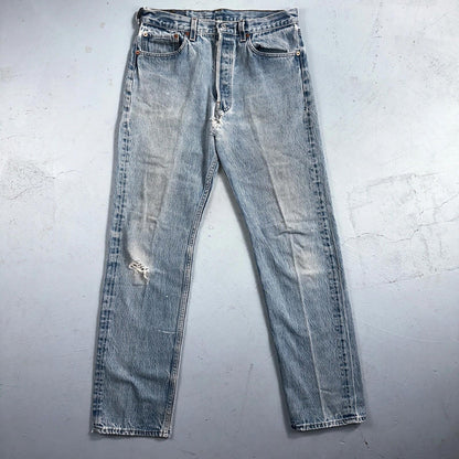 Levis 501 Vintage 90s USA XX Straight Leg Jeans 33x36 Light Wash Act 30x30