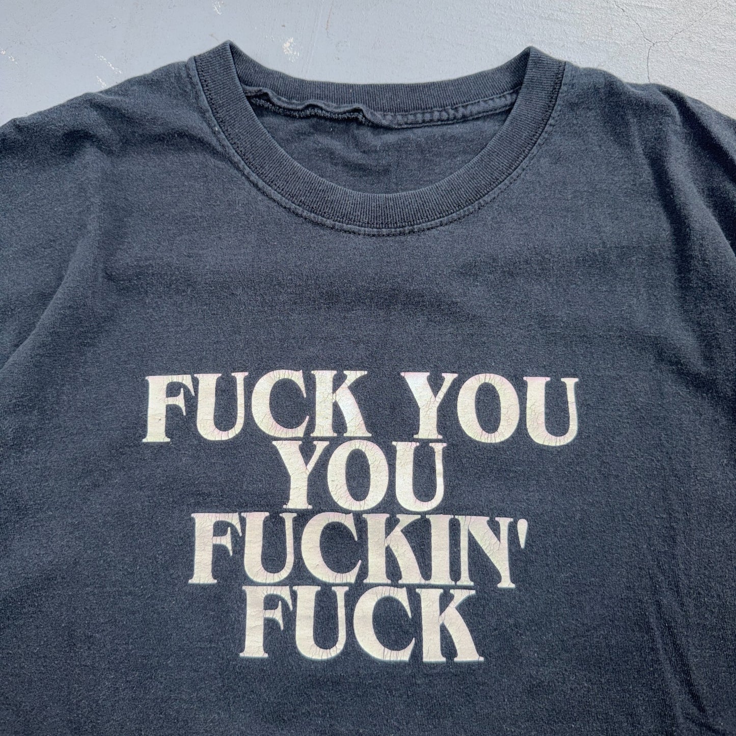 Sik World F*ck You VTG T Shirt Y2K Crazy Quote Offensive Humor Expose Text Band