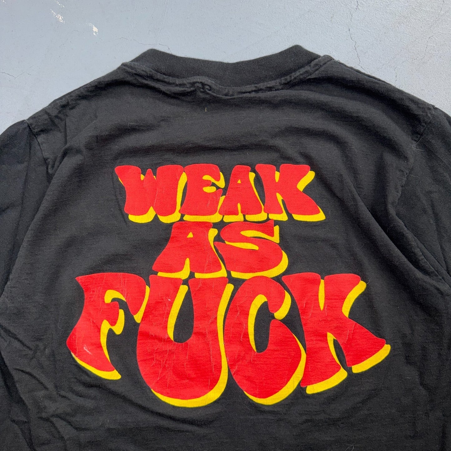 VTG Colorfast Weak As F*ck Graphic T Shirt Black Music Rock Nirvana Band Giant