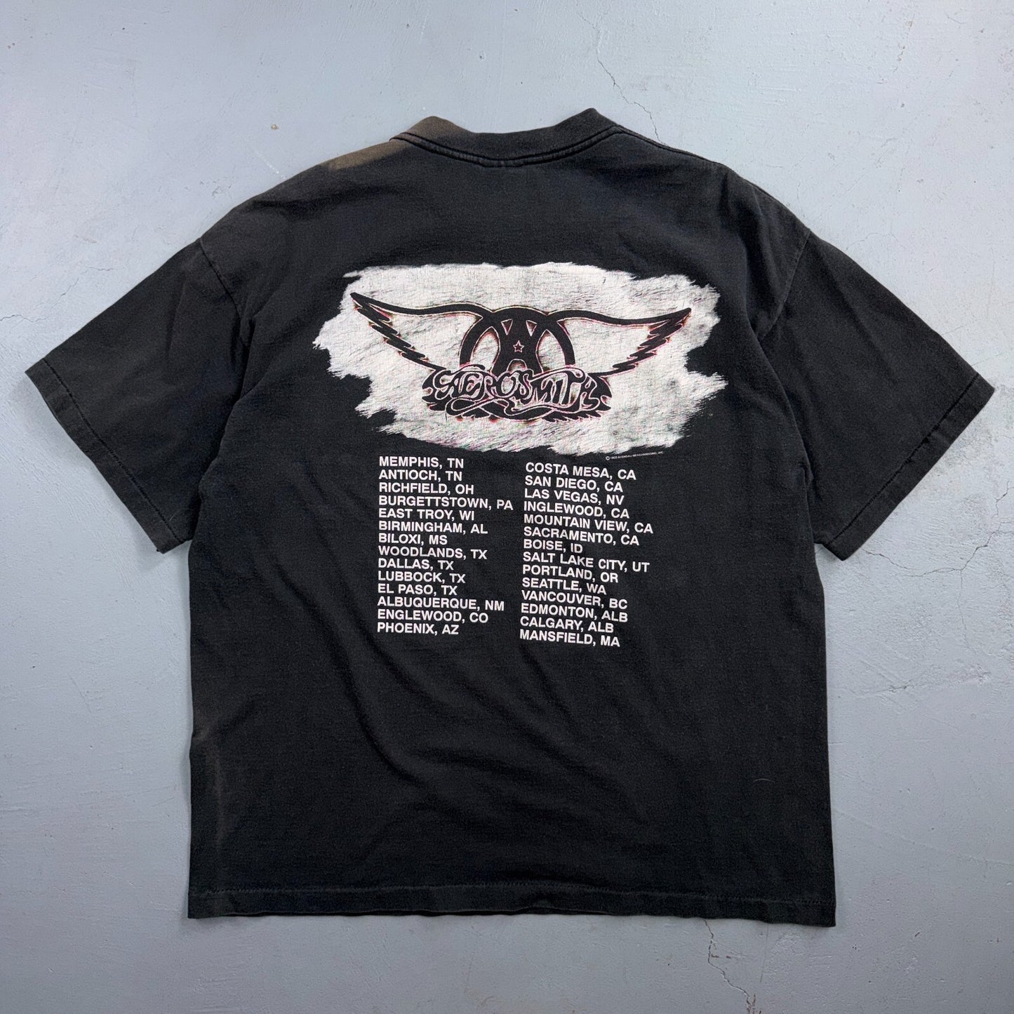 Aerosmith Vintage 1993 Get A Grip Tour T Shirt Giant Black Original Band Music