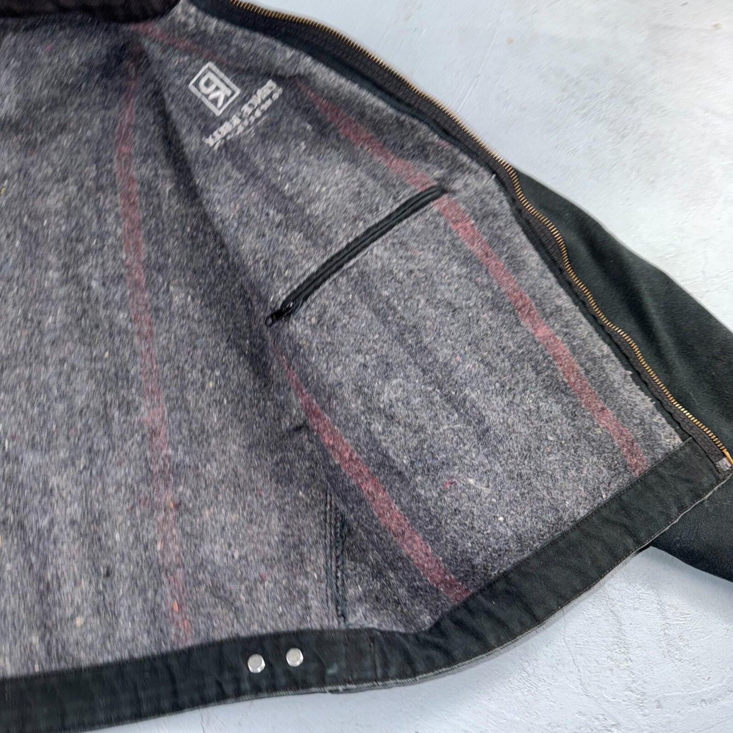 Carhartt VTG Detroit Jacket Men's 46 Lined Blanket Workwear J01 BLK Thrashed