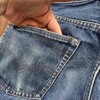 Levis 501 XX Big E True Vintage 60s Redline THRASHED Denim Jeans 1960s 27x26