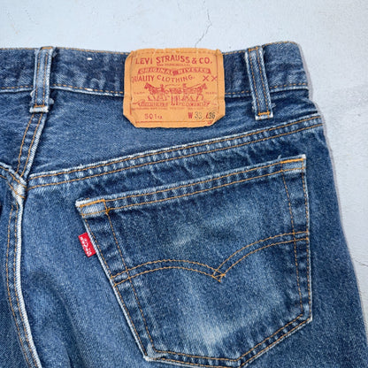 Levis 501 Vintage 80s USA XX Straight Leg Jeans Blue Med Wash 33x36 Act 30x31
