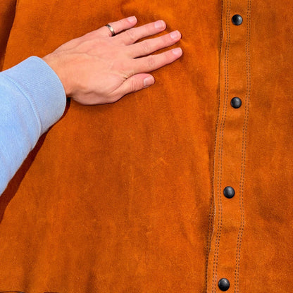 VTG 60s 50s Brown Suede Leather Button Jacket Western Snap Rockabilly Staple