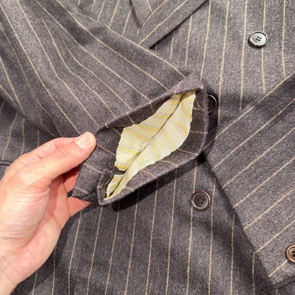 VTG Mens 2 PC Suit 56 Jacket Coat Pants Double Breasted Wool Italy 90s Luciano