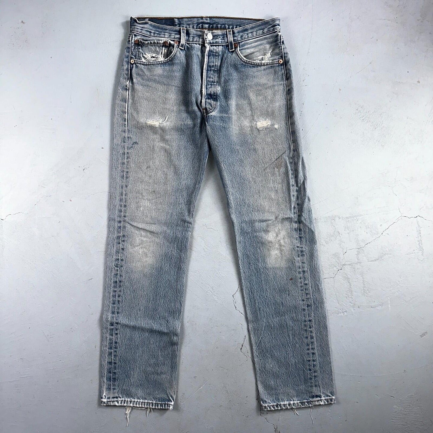 Levis 501 Vintage 90s Mexico Straight Leg Jeans Blue Light Wash 33x36 Act 31x31