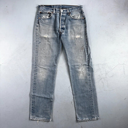 Levis 501 Vintage 90s Mexico Straight Leg Jeans Blue Light Wash 33x36 Act 31x31