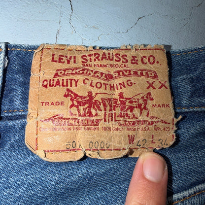 Levis 501 Vintage 80s USA XX Straight Leg Jeans Blue Light Wash 42x34 Act 38x29