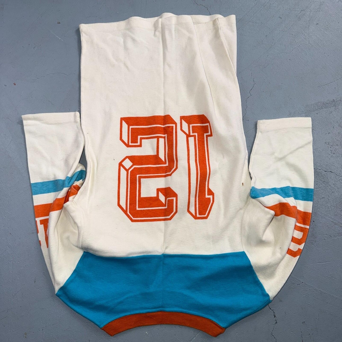 Vintage 70s Ego Trix T-Shirt Jersey Raglan USA Blue Orange #12 Distressed