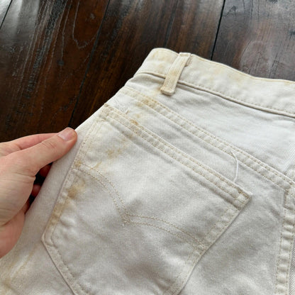 Vintage 80s Levis 501 USA 30x24 Tag Jeans 80s White Bleach Wash Act Worn Capri