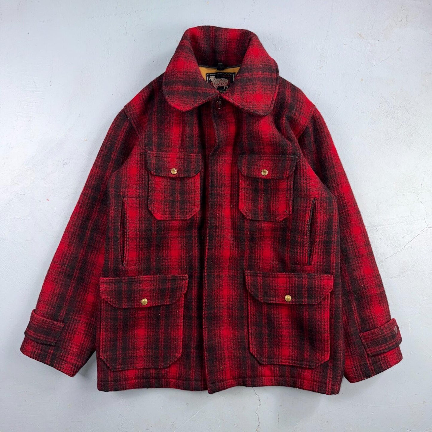 Vintage Woolrich Mackinaw Jacket 1940s Buffalo Plaid Hunting Wool Coat 40s Chore