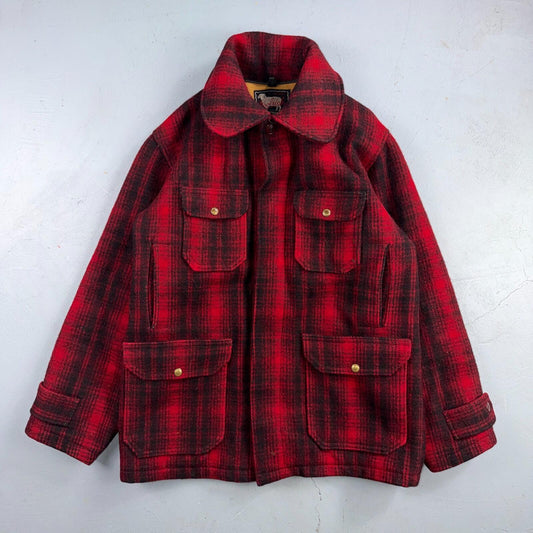 Vintage Woolrich Mackinaw Jacket 1940s Buffalo Plaid Hunting Wool Coat 40s Chore