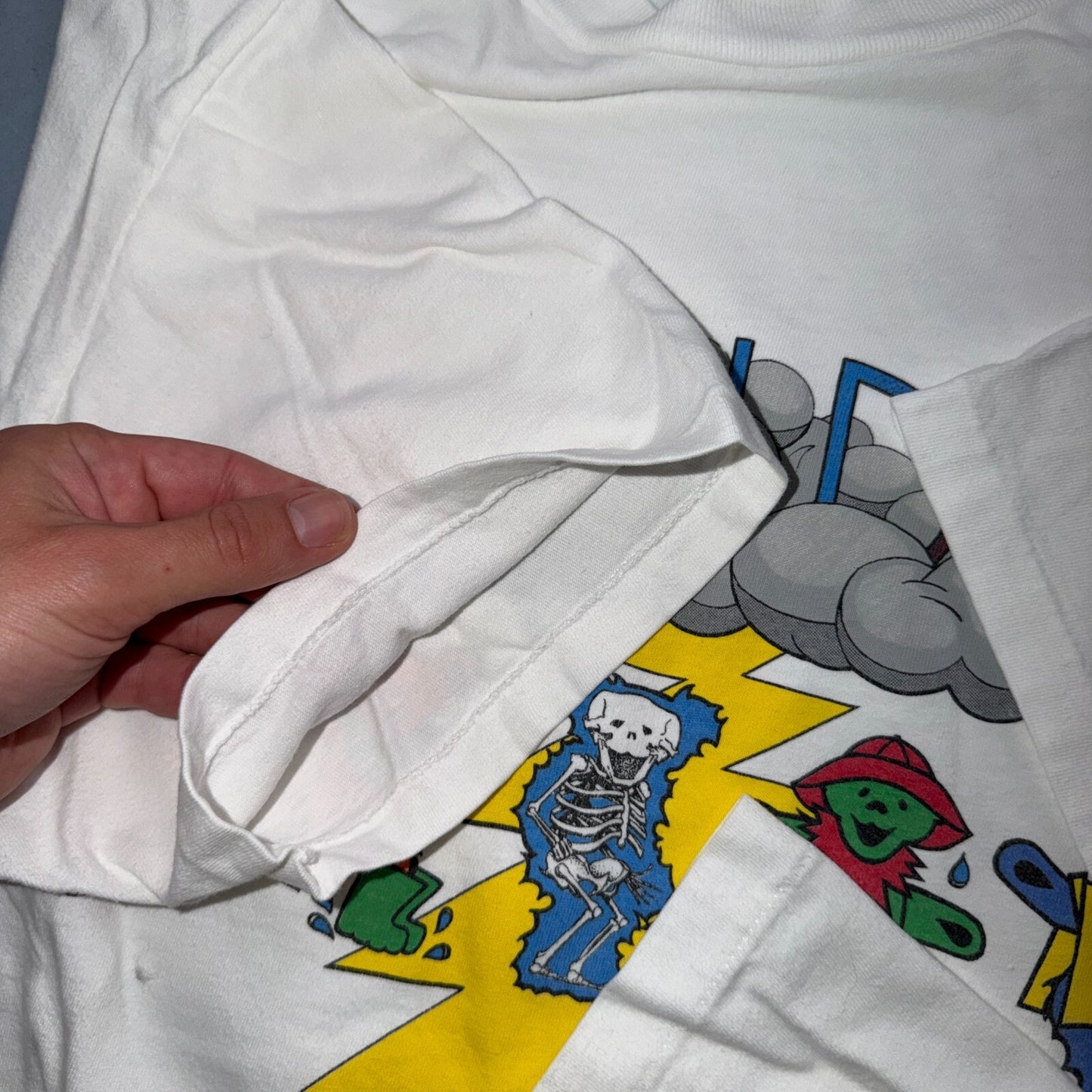 VTG 1993 Grateful Dead Rain Bears Tour T Shirt Seattle Eugene Skeleton Lightning