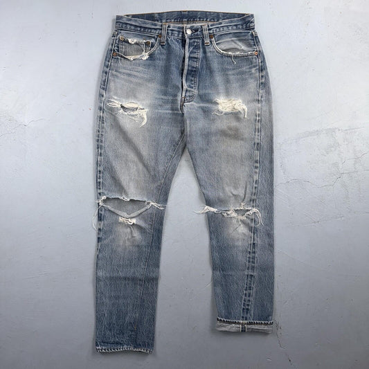 Levis 501 Vintage 80s Redline Selvedge USA XX Jeans Light Wash 31x27 Skinny