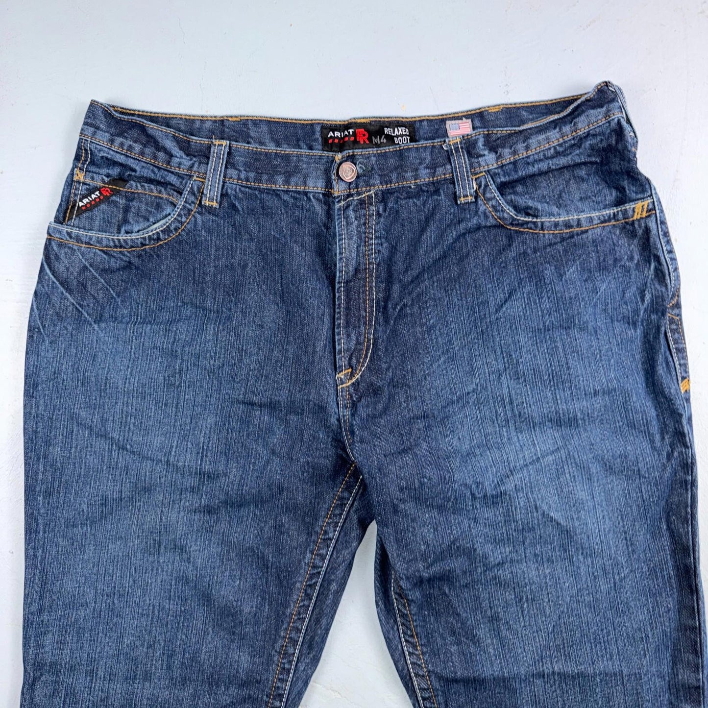 Ariat M4 FR Jeans Mens Blue Flame Resistant Cat 2 Relaxed Boot Cut 42x30 Denim