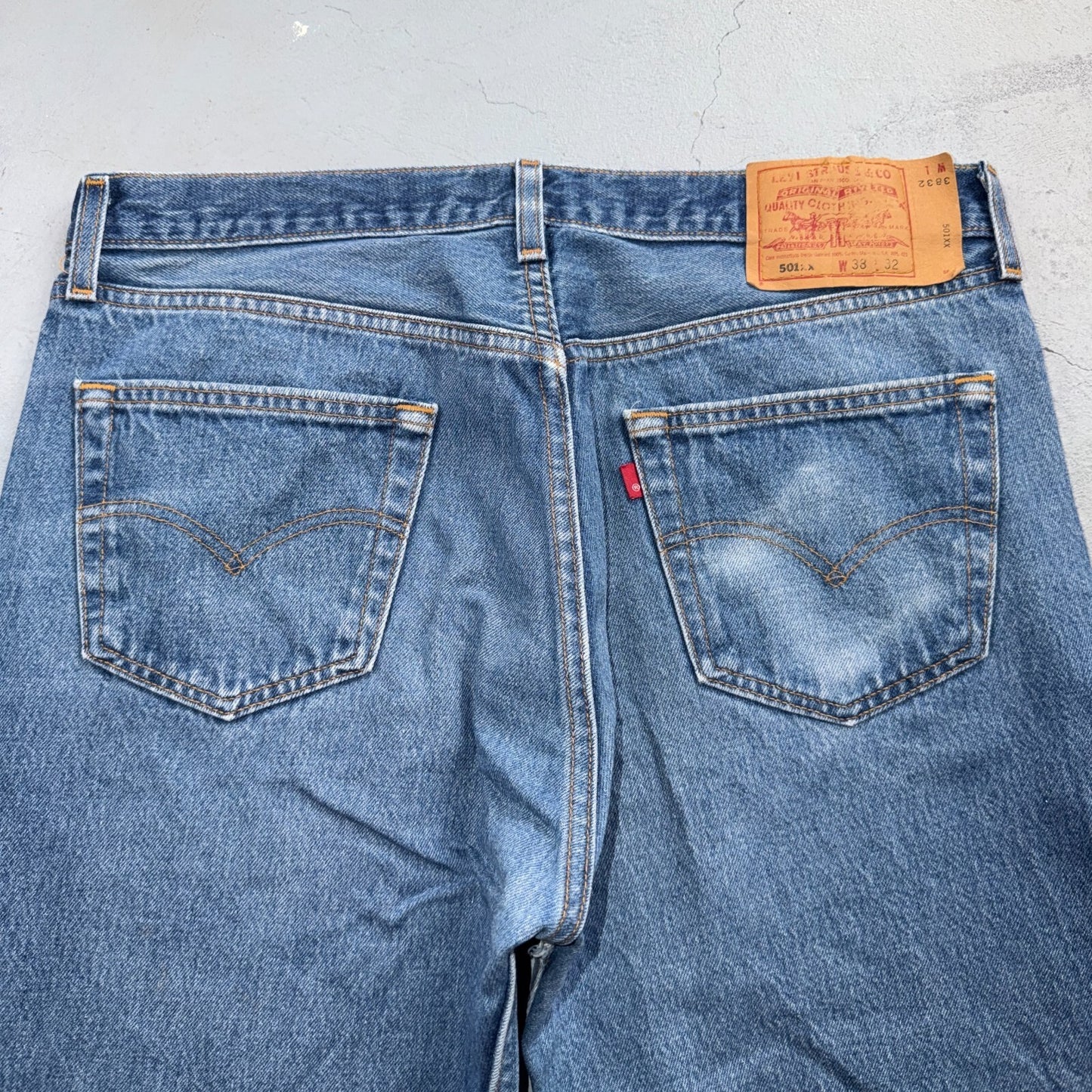 Levis 501 Vintage 90s USA XX Straight Leg Jeans Blue Light Wash 38x32 Act 35x28