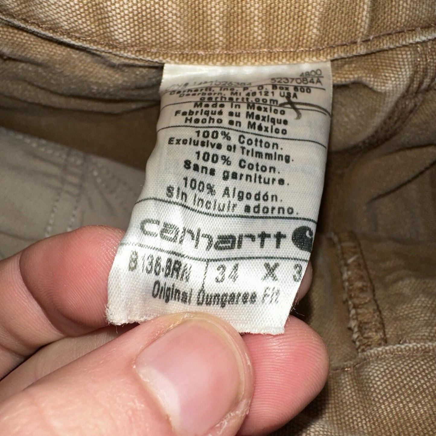 Carhartt VTG Double Knee Carpenter Pants USA B01 Brown Thrashed 34x34 Act 32x32