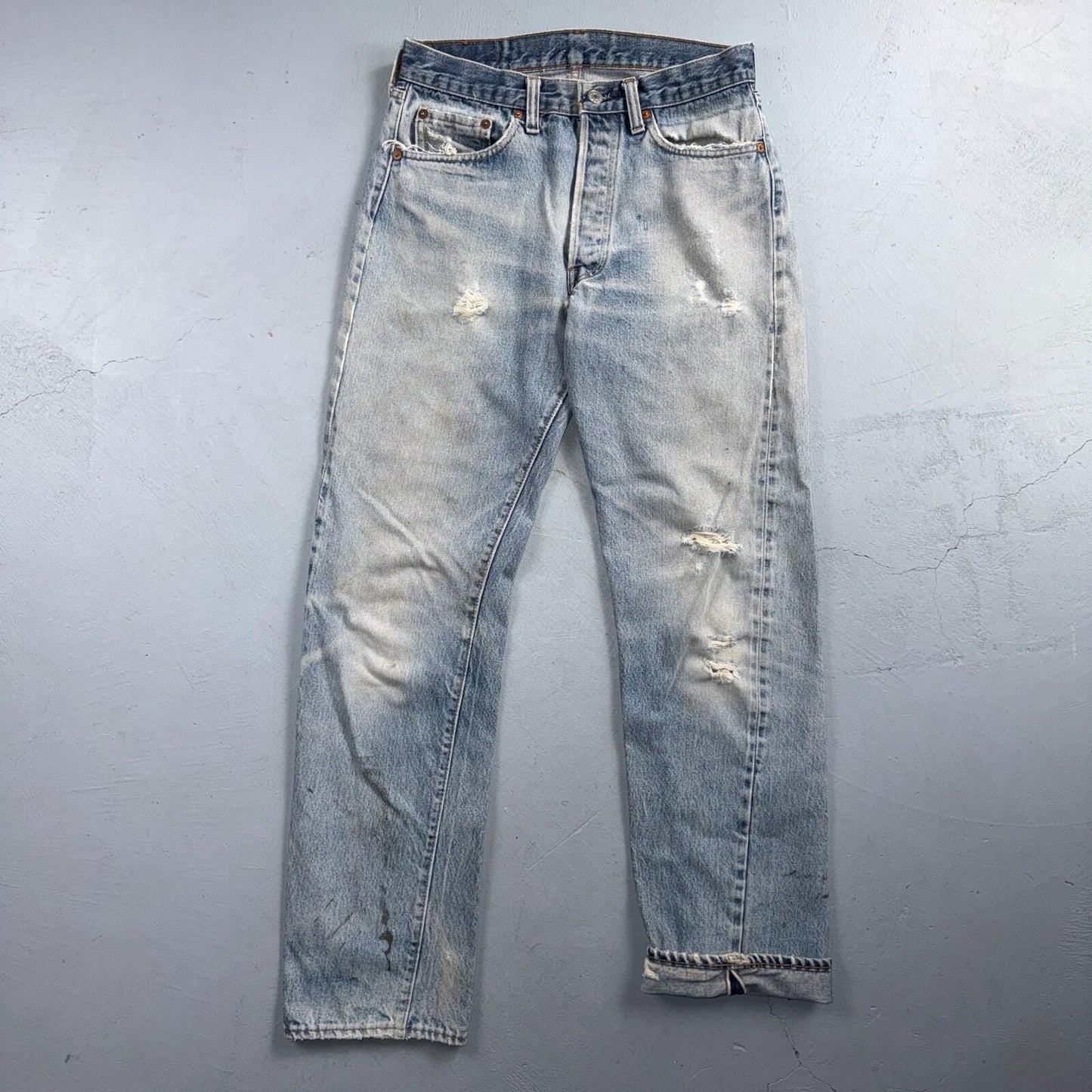 Levis 501 Vintage 80s Redline Selvedge USA XX Jeans Light Wash 31x36 Act 28x30