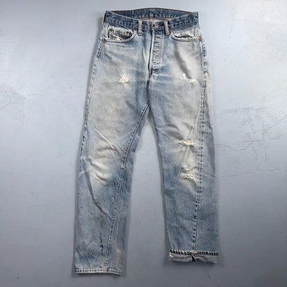 Levis 501 Vintage 80s Redline Selvedge USA XX Jeans Light Wash 31x36 Act 28x30