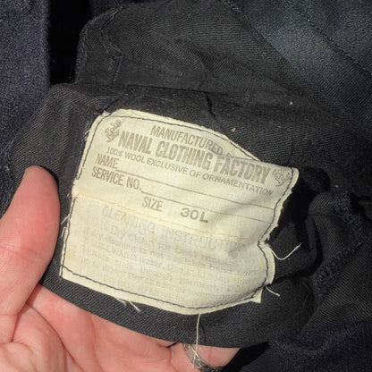 VTG 40s WWII US Naval Clothing Factory Wool Sailor Pants Navy 30L Bell Bottoms