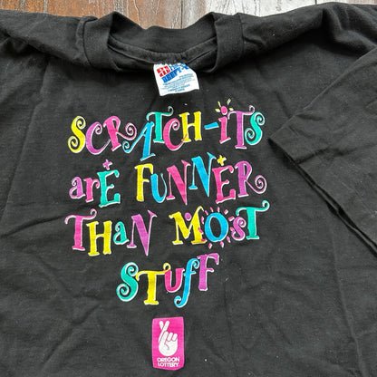 Funny Oregon Lottery Vintage T Shirt 90s Graphic Promo Sci Fi Scratch It Lotto