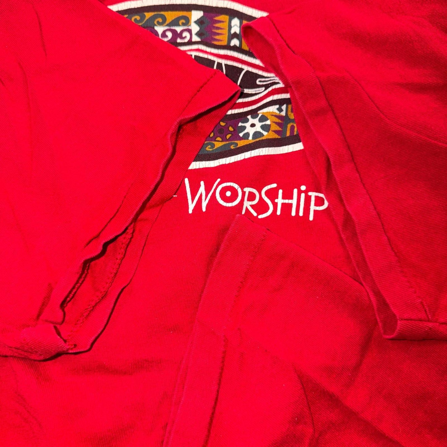 Vintage Jesus Shirt Mens L Red Love All Worship One Religious Christian 90s USA
