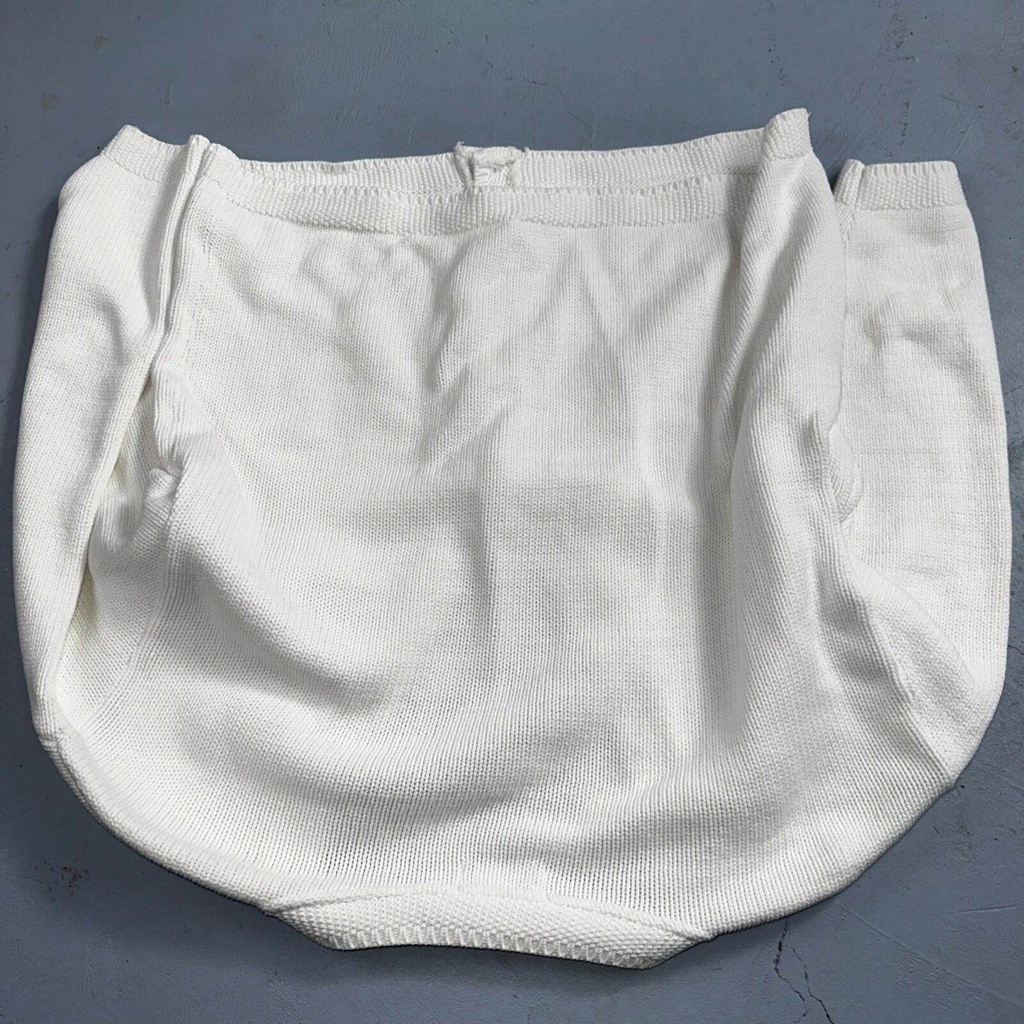 Vintage Eddie Bauer Sweater Cardigan Womens L Fair Isle Cotton White Basic