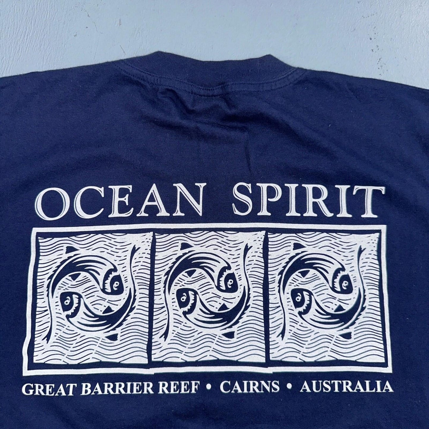 Ocean Spirit Australia VTG T Shirt Great Barrier Reef Navy 90s Medium Travel Lov