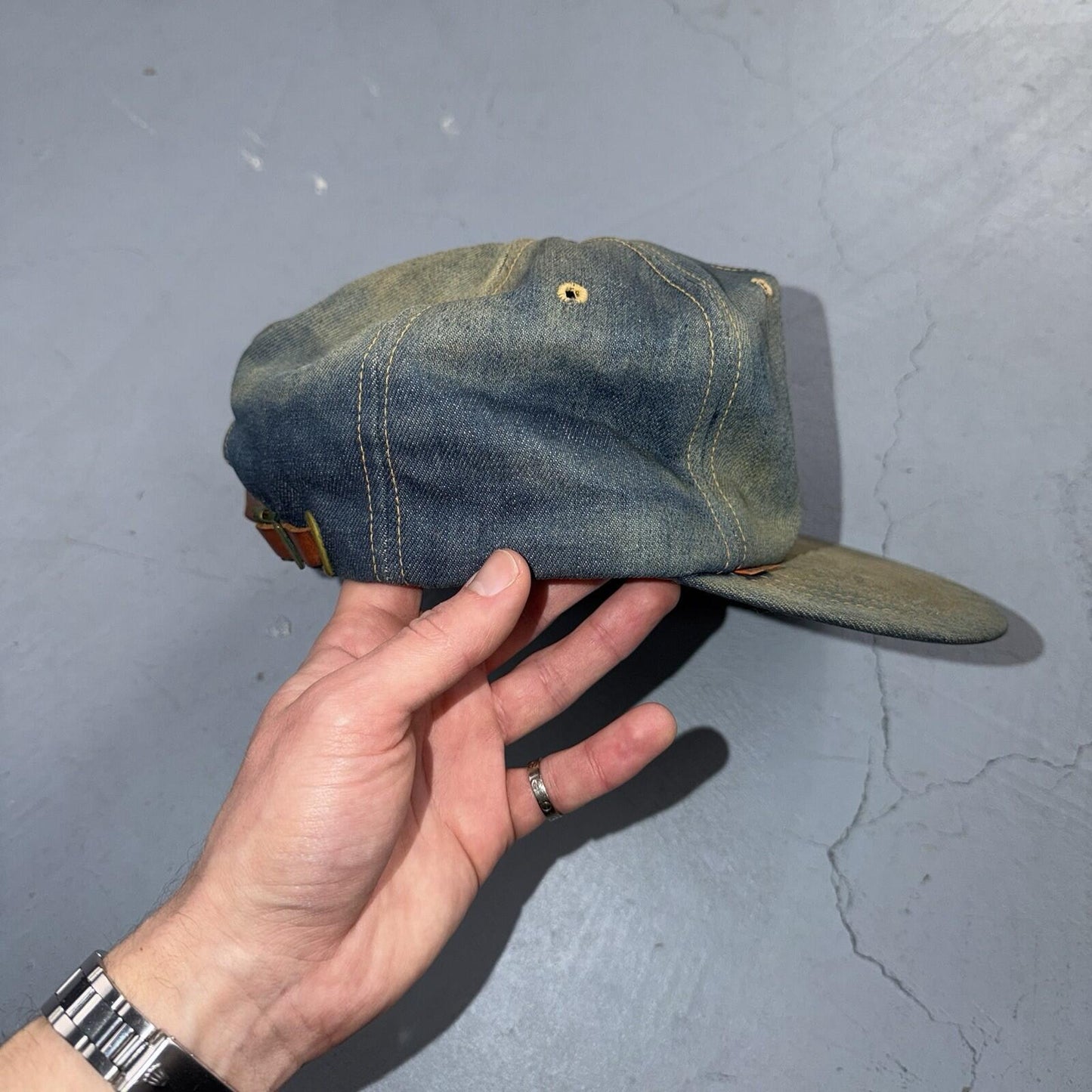 Vintage 70s Levi Strauss Denim Orange Tab Trucker Jean Cotton Snapback Hat