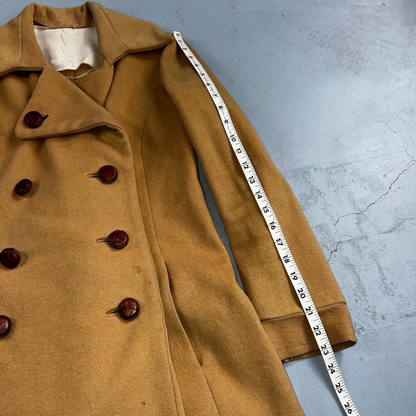 1950s Vintage Taupe Brown Wool Swing Coat Boho Warm Winter Rockabilly Belted 50s