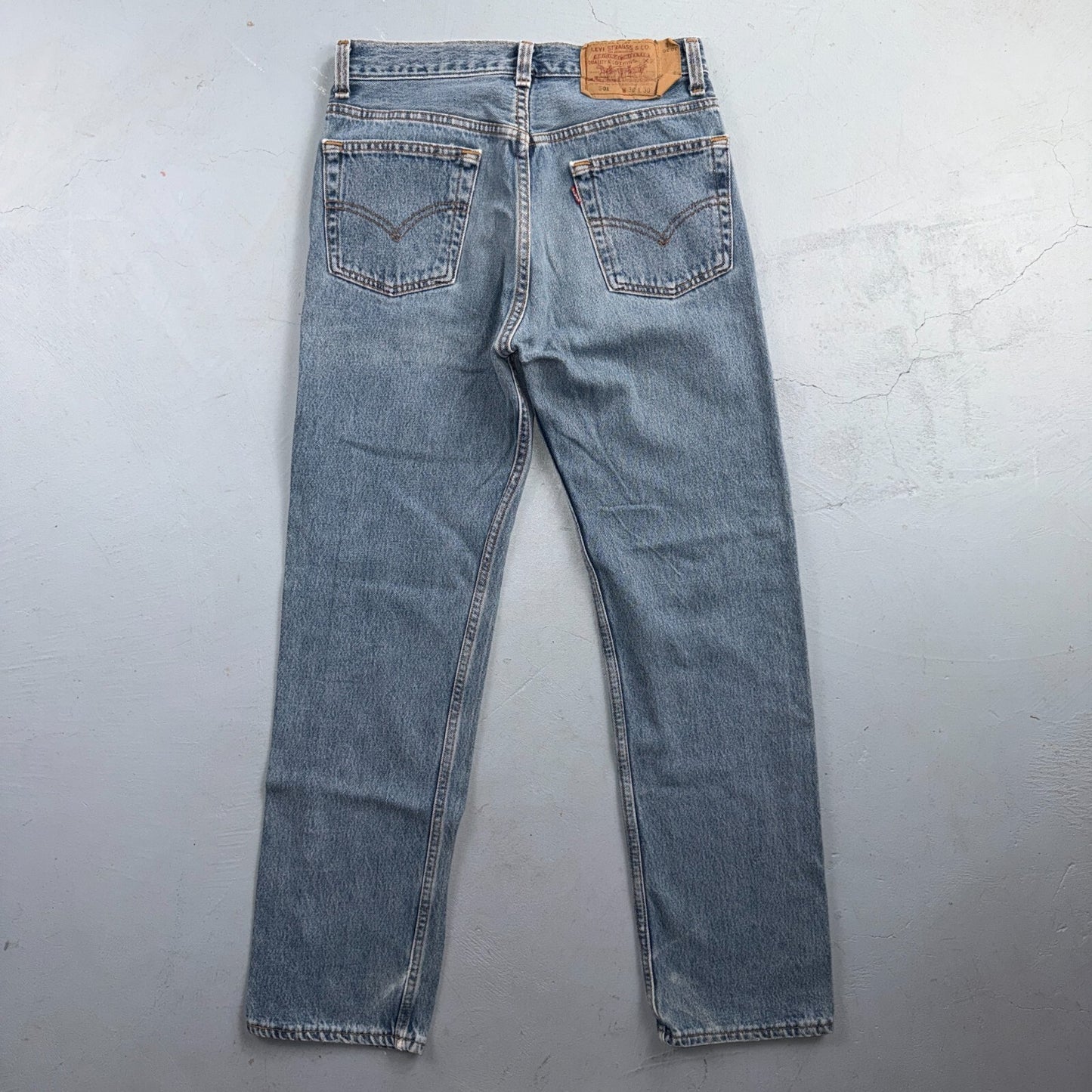 Levis 501 Vintage 90s USA XX Straight Leg Jeans Blue Light Wash 30x30 Act 27x28
