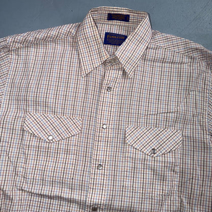 Pendleton Rancher Pearl Snap Western Shirt Men’s M White Plaid Cotton Rancher