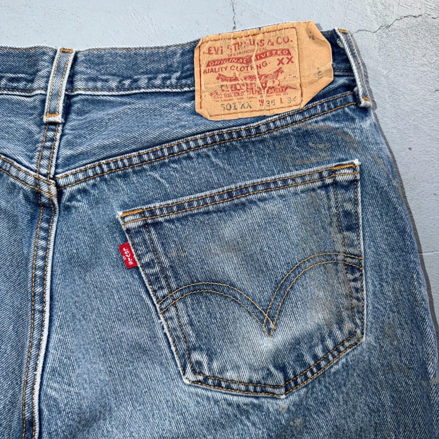 Levis 501 Vintage Y2K Mexico Straight Leg Jeans 35x34 90s Light Wash Act 32x29
