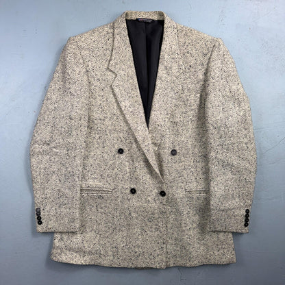 Vintage Blazer Shryocks Double Breast Mens 42 Wool Tweed Sport Suit Coat 80s