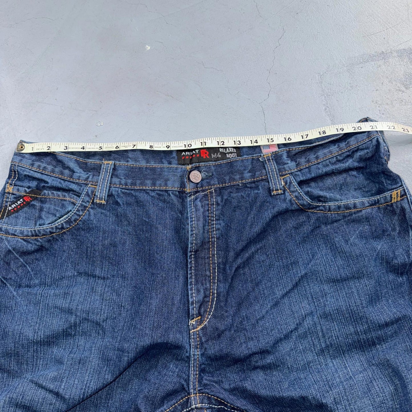 Ariat M4 FR Jeans Mens Blue Flame Resistant Cat 2 Relaxed Boot Cut 42x30 Denim
